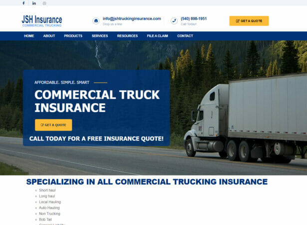 JSH Insurance Agency (JSHTruckingInsurance.com) home page