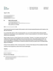 Conditional Non-renewal Letter