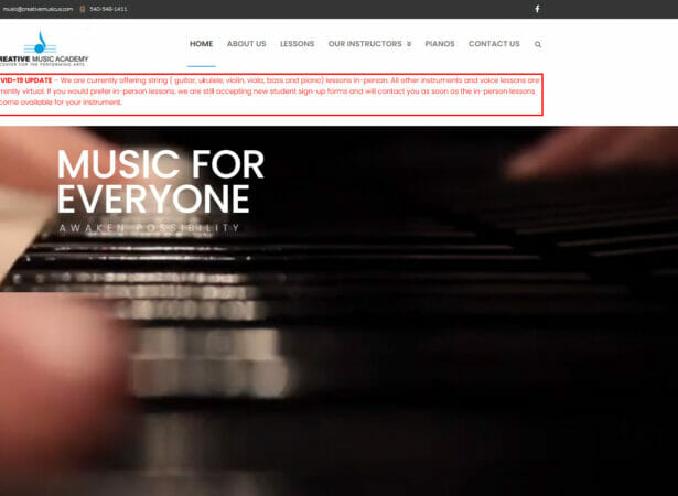 Creative Music Academy (CreativeMusicUS.com) home page