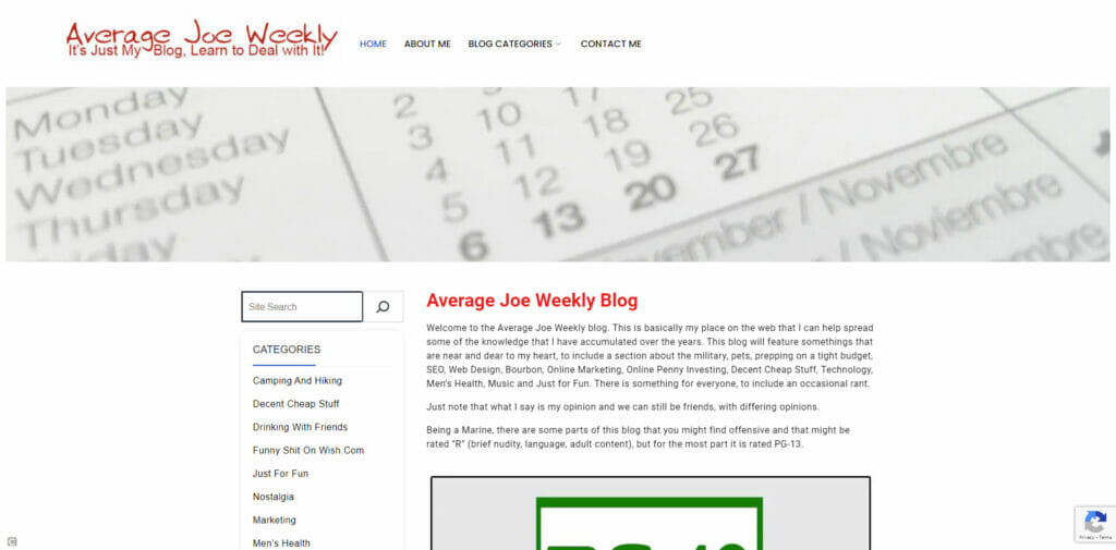 Average Joe Weekly blog - designed by Simply Web Services