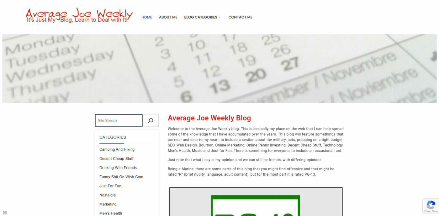 Site Of The Month – February 2022 – AverageJoeWeekly.com