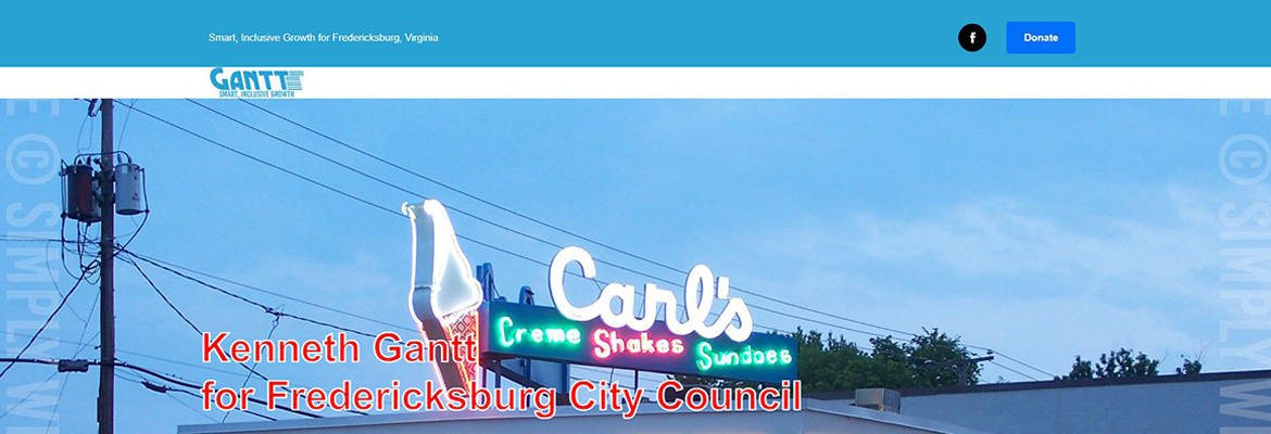 Kenneth Gantt for Fredericksburg City Council, Ward 1 Website Header