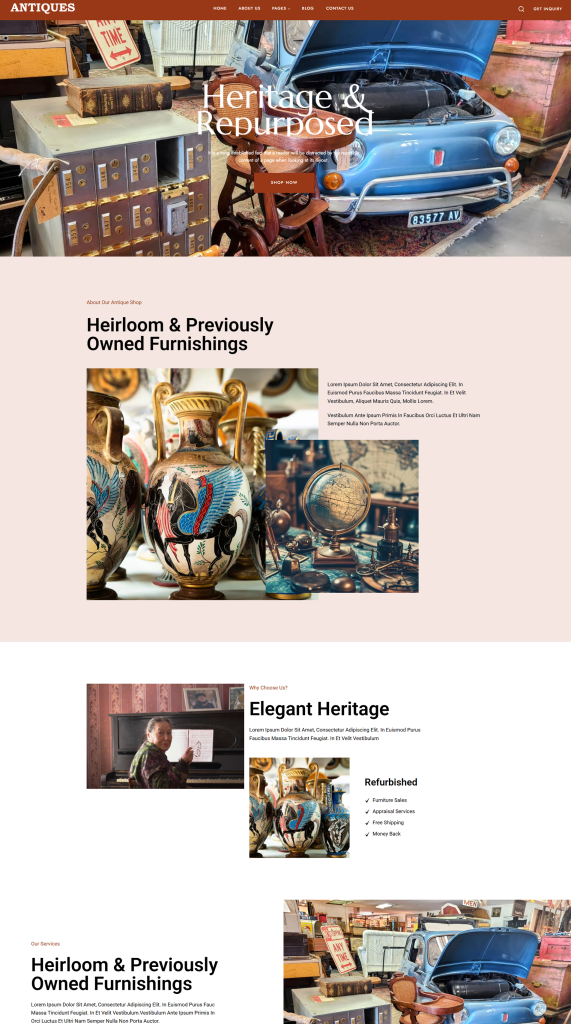 Sample Antique Shop Website