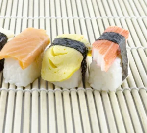 Sushi on a Bamboo Sushi Mat