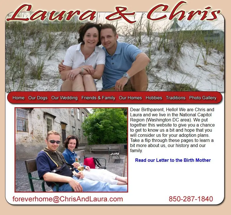 a Screenshot of Chris Laura Church Website from 2009