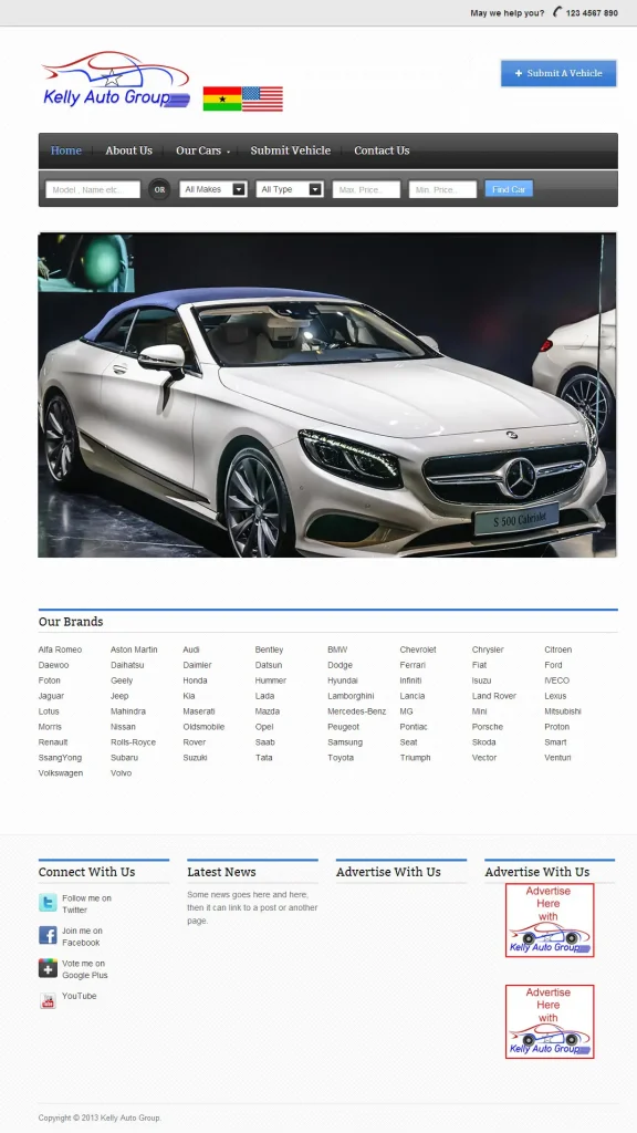 a Screenshot of the Kelly Auto Group Website from 2014