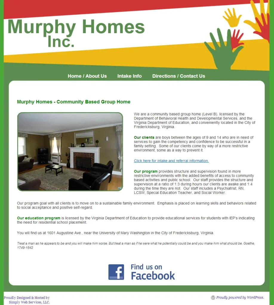a Screenshot of the Murphy Homes Website from 2013