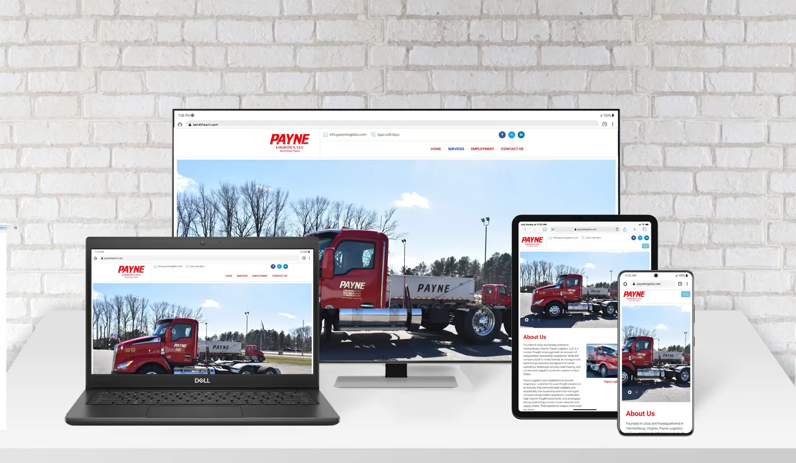 Payne Logistics Displayed Across Desktop, Tablet, and Mobile Screens
