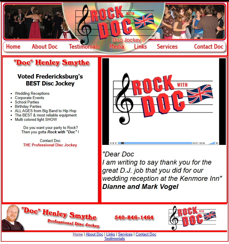 a Screenshot of the Rock with Doc Website from 2014