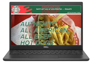 Sam’s Hot Dog Stand Website Displayed on a Laptop