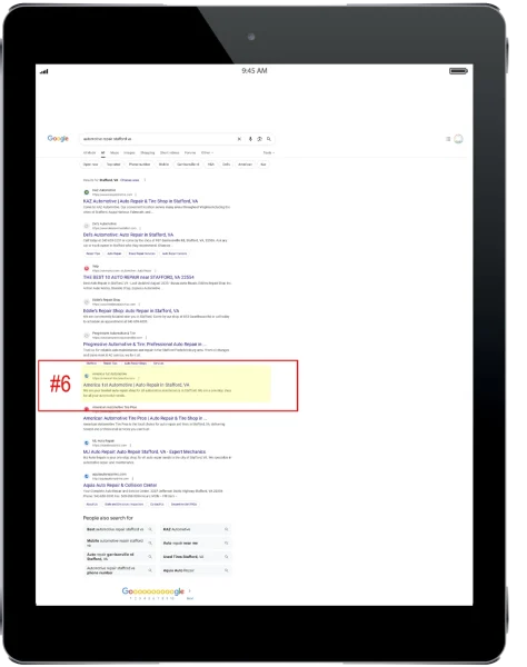 America 1st Automotive – Jumped from page 6 to #6 on the first page America 1st Automotive - Jumped from page 6 to #6 on the first page